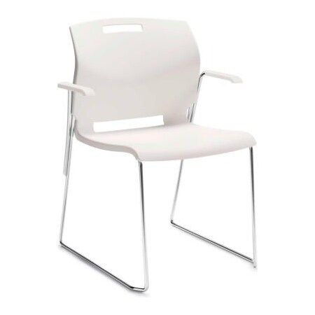 Gec Global Stacking Chair with Arms - Plastic - Ivory Clouds - Popcorn Series 6710-CH-IVC